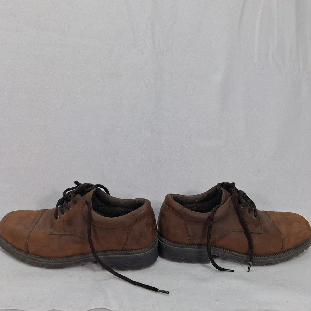 Dockers Oxford Shoes Mens 8.5M 090-92008 Brown Leather Cap Toe Lace Up Good